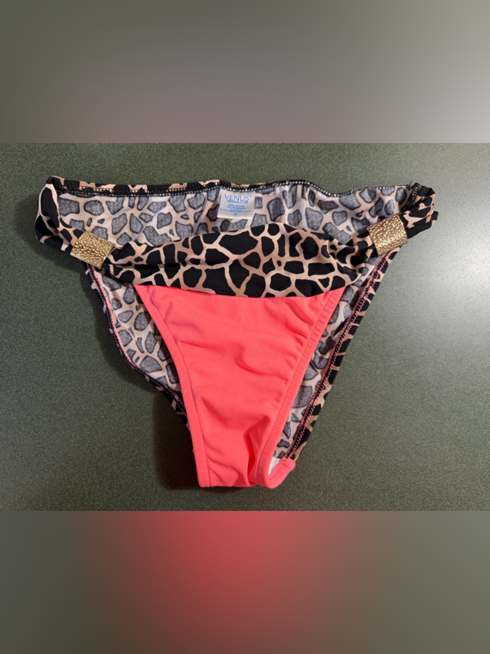 Venus Goddess Animal Print and Coral Bikini Bottom